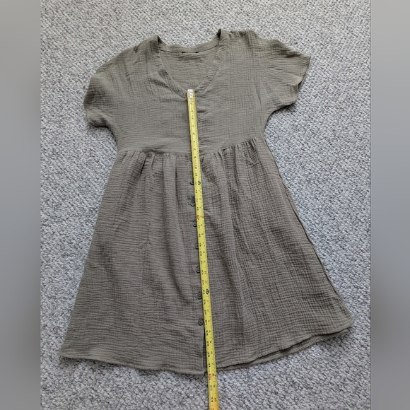 George Women's (Size L) Khaki Colored Cotton Short Sleeve Dress w/Pockets - Picture 7 of 13